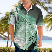 Piko Hawaiian Hawaiian Shirt Green Galaxy Spiral Plumeria Tribal Patterns