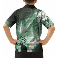 Piko Hawaiian Hawaiian Shirt Green Galaxy Spiral Plumeria Tribal Patterns