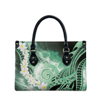 Piko Hawaiian Leather Bag Green Galaxy Spiral Plumeria Tribal Patterns