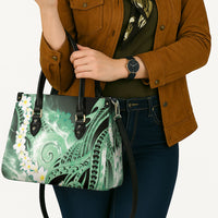 Piko Hawaiian Leather Bag Green Galaxy Spiral Plumeria Tribal Patterns