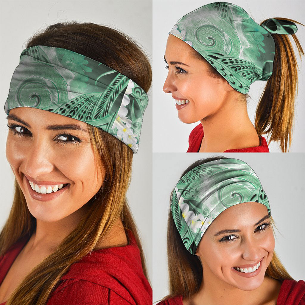 Piko Hawaiian Neck Gaiter Green Galaxy Spiral Plumeria Tribal Patterns