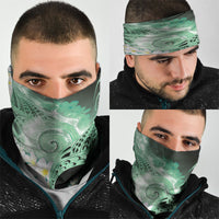 Piko Hawaiian Neck Gaiter Green Galaxy Spiral Plumeria Tribal Patterns