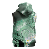Piko Hawaiian Sleeveless Zip Hoodie Green Galaxy Spiral Plumeria Tribal Patterns