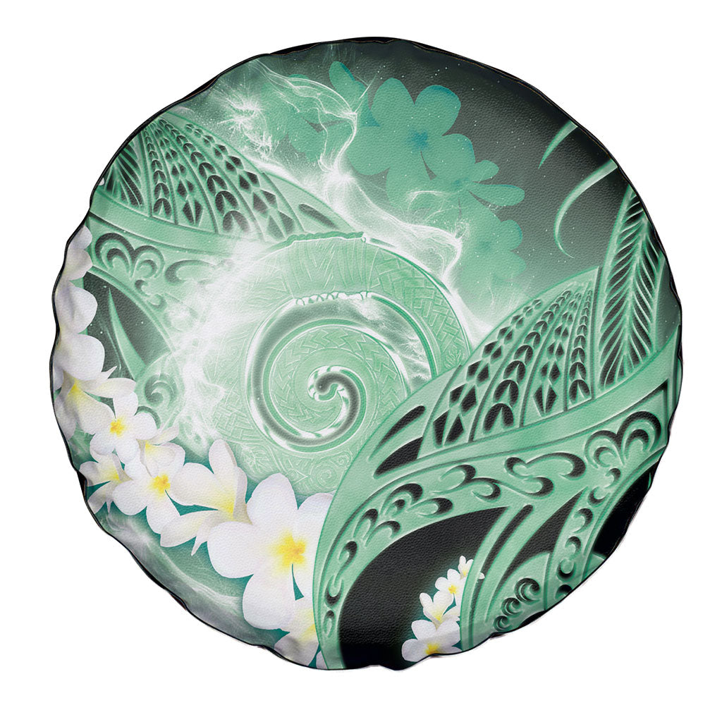 Piko Hawaiian Spare Tire Cover Green Galaxy Spiral Plumeria Tribal Patterns