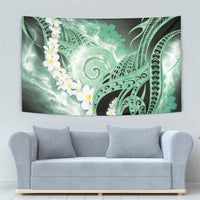Piko Hawaiian Tapestry Green Galaxy Spiral Plumeria Tribal Patterns