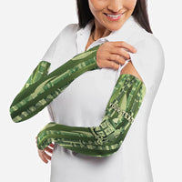 Personalised Fiji Language Week Sugarcane Masi Arm Sleeves Green Tapa Tribal Pattern