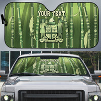 Personalised Fiji Language Week Sugarcane Masi Auto Sun Shade Green Tapa Tribal Pattern