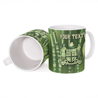 Personalised Fiji Language Week Sugarcane Masi Ceramic Mug Green Tapa Tribal Pattern