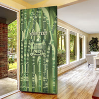 Personalised Fiji Language Week Sugarcane Masi Door Cover Green Tapa Tribal Pattern