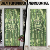 Personalised Fiji Language Week Sugarcane Masi Door Cover Green Tapa Tribal Pattern