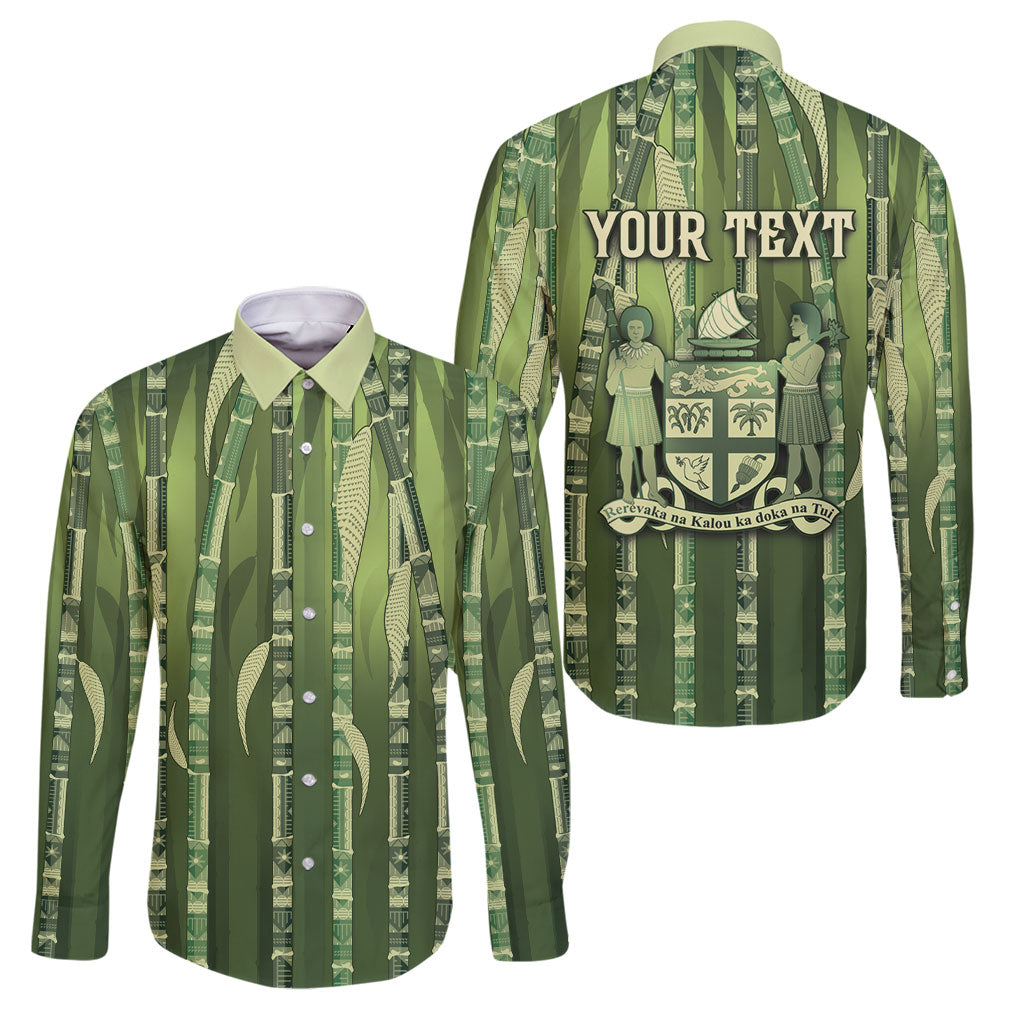 Personalised Fiji Language Week Sugarcane Masi Family Matching Off Shoulder Maxi Dress and Hawaiian Shirt Green Tapa Tribal Pattern