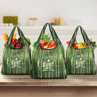 Personalised Fiji Language Week Sugarcane Masi Grocery Bag Green Tapa Tribal Pattern