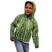 Personalised Fiji Language Week Sugarcane Masi Kid Hoodie Green Tapa Tribal Pattern