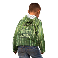 Personalised Fiji Language Week Sugarcane Masi Kid Hoodie Green Tapa Tribal Pattern