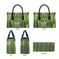 Personalised Fiji Language Week Sugarcane Masi Leather Bag Green Tapa Tribal Pattern