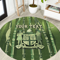 Personalised Fiji Language Week Sugarcane Masi Round Carpet Green Tapa Tribal Pattern