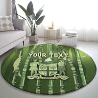 Personalised Fiji Language Week Sugarcane Masi Round Carpet Green Tapa Tribal Pattern