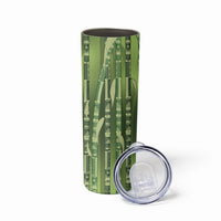 Personalised Fiji Language Week Sugarcane Masi Skinny Tumbler Green Tapa Tribal Pattern