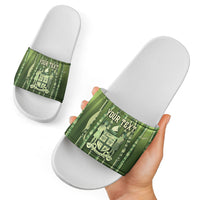 Personalised Fiji Language Week Sugarcane Masi Slide Sandals Green Tapa Tribal Pattern