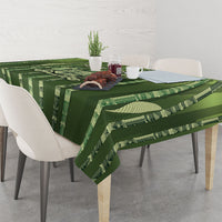 Personalised Fiji Language Week Sugarcane Masi Tablecloth Green Tapa Tribal Pattern