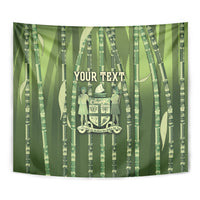 Personalised Fiji Language Week Sugarcane Masi Tapestry Green Tapa Tribal Pattern