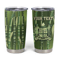 Personalised Fiji Language Week Sugarcane Masi Tumbler Cup Green Tapa Tribal Pattern