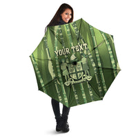 Personalised Fiji Language Week Sugarcane Masi Umbrella Green Tapa Tribal Pattern