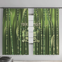 Personalised Fiji Language Week Sugarcane Masi Window Curtain Green Tapa Tribal Pattern