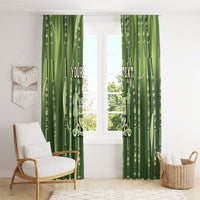 Personalised Fiji Language Week Sugarcane Masi Window Curtain Green Tapa Tribal Pattern