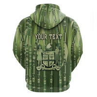 Personalised Fiji Language Week Sugarcane Masi Zip Hoodie Green Tapa Tribal Pattern