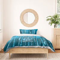 Personalised Fiji Language Week Sugarcane Masi Bedding Set Blue Tapa Tribal Pattern