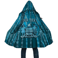 Personalised Fiji Language Week Sugarcane Masi Cloak Blue Tapa Tribal Pattern