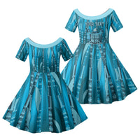 Personalised Fiji Language Week Sugarcane Masi Family Matching Summer Maxi Dress and Hawaiian Shirt Blue Tapa Tribal Pattern
