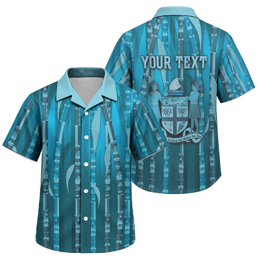Personalised Fiji Language Week Sugarcane Masi Family Matching Summer Maxi Dress and Hawaiian Shirt Blue Tapa Tribal Pattern