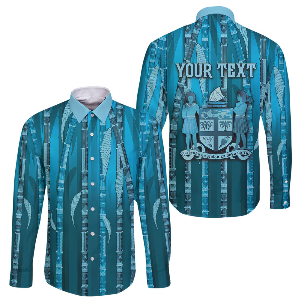 Personalised Fiji Language Week Sugarcane Masi Family Matching Tank Maxi Dress and Hawaiian Shirt Blue Tapa Tribal Pattern