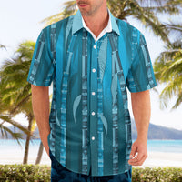 Personalised Fiji Language Week Sugarcane Masi Hawaiian Shirt Blue Tapa Tribal Pattern