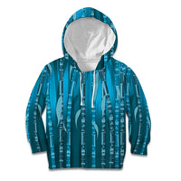 Personalised Fiji Language Week Sugarcane Masi Kid Hoodie Blue Tapa Tribal Pattern