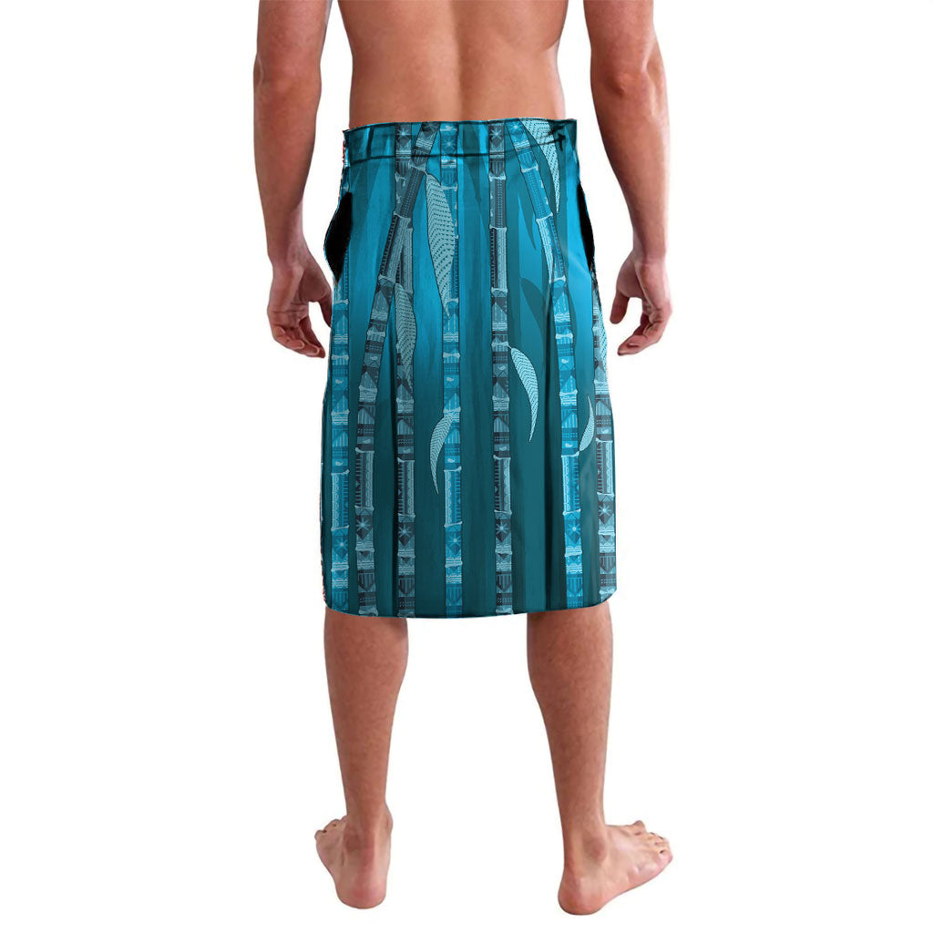 Personalised Fiji Language Week Sugarcane Masi Lavalava Blue Tapa Tribal Pattern