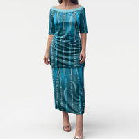 Personalised Fiji Language Week Sugarcane Masi Puletasi Blue Tapa Tribal Pattern