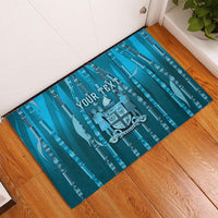 Personalised Fiji Language Week Sugarcane Masi Rubber Doormat Blue Tapa Tribal Pattern