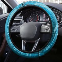 Fiji Language Week Sugarcane Masi Steering Wheel Cover Blue Tapa Tribal Pattern