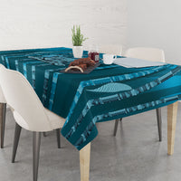 Personalised Fiji Language Week Sugarcane Masi Tablecloth Blue Tapa Tribal Pattern