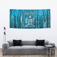 Personalised Fiji Language Week Sugarcane Masi Tapestry Blue Tapa Tribal Pattern
