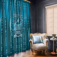 Personalised Fiji Language Week Sugarcane Masi Window Curtain Blue Tapa Tribal Pattern