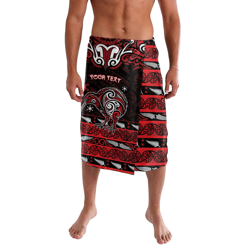 Personalised Ngapuhi Aotearoa Meri Kirihimete Lavalava Maori Kiwi Bird Silver Fern Koru Pattern DT05 Red - Polynesian Pride
