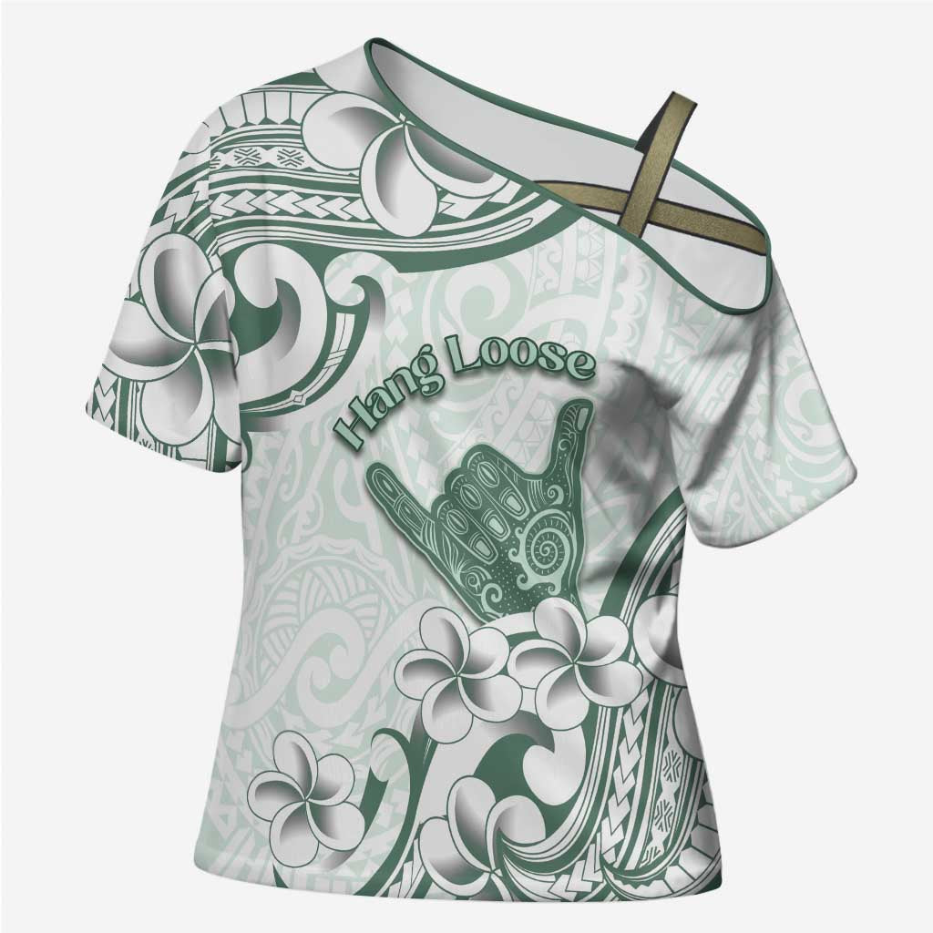 Aloha Hawaii Shaka Cross Shoulder Shirt Hang Loose Mint Version - Polynesian Pride