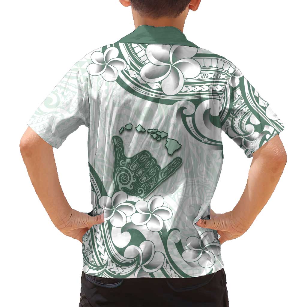 Aloha Hawaii Shaka Family Matching Long Sleeve Bodycon Dress and Hawaiian Shirt Hang Loose Mint Version DT05 - Polynesian Pride