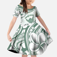 Aloha Hawaii Shaka Family Matching Long Sleeve Bodycon Dress and Hawaiian Shirt Hang Loose Mint Version DT05 Daughter's Dress Mint - Polynesian Pride