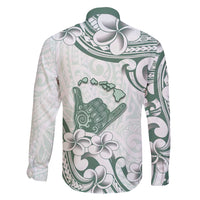 Aloha Hawaii Shaka Family Matching Long Sleeve Bodycon Dress and Hawaiian Shirt Hang Loose Mint Version DT05 - Polynesian Pride