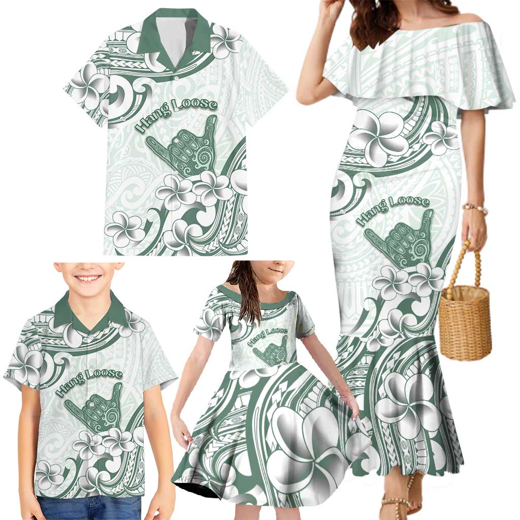 Aloha Hawaii Shaka Family Matching Mermaid Dress and Hawaiian Shirt Hang Loose Mint Version DT05 - Polynesian Pride